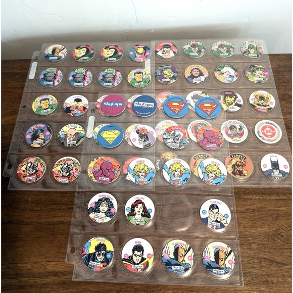 DC Comics Other - Lot of 59 Pogs DC Comics SkyCaps SkyBox from 1993 Superman Clark Kent Aquaman